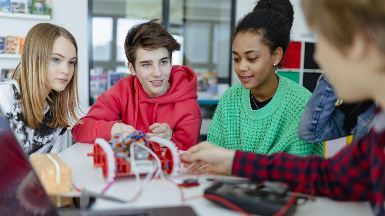 Children working with technology in the classroom